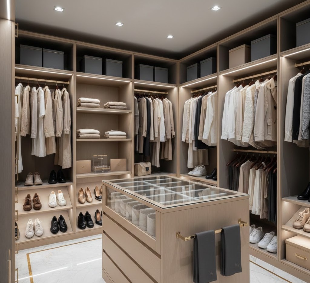 Organized wardrobe space